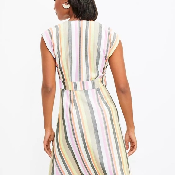 Loft, Petite Dress 4P, Linen White Yellow Pink Orange V-neck Sleeveless NWT - Picture 2 of 9